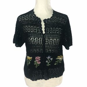 Teddi Vintage Woman’s Festival Black Crochet Top
